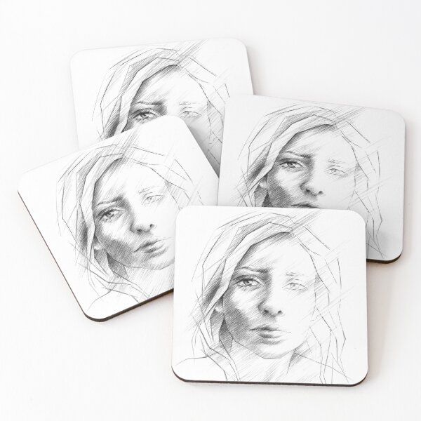 Item preview, Girl face Abstract Portrait sketch Minimalist drawing art designed and sold by edrawings38.