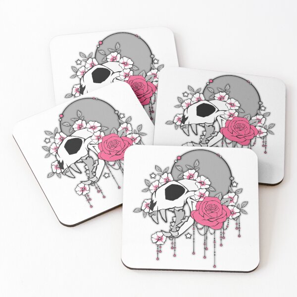 Item preview, Cat Skull with Pink Rose designed and sold by rockgem.