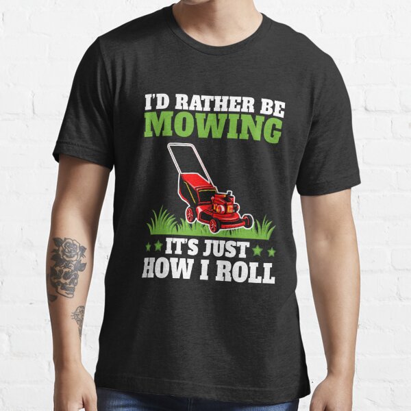 Push Mower Man Lawn Care Reel Cutting Grass Meme T-Shirt