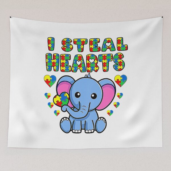 Item preview, I Steal Hearts Autism Awareness Elephant Puzzle Piece designed and sold by HaaChris-Artis.