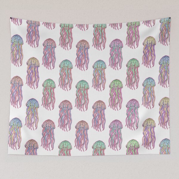 Item preview, Cute Summer Electric Pink Teal and Blue Jelly Fish Illustration Pattern designed and sold by Blkstrawberry.