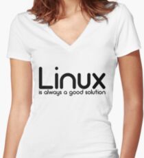 Linux Women's Fitted V-Neck T-Shirt