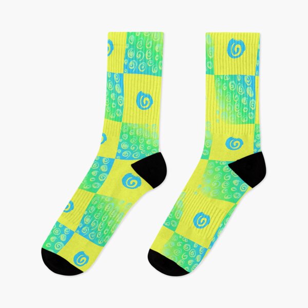 Item preview, Sky Blue Lime Green Lemon Yellow Spirals Bubbles Abstract Aesthetic Pattern designed and sold by Tezoodle Art.