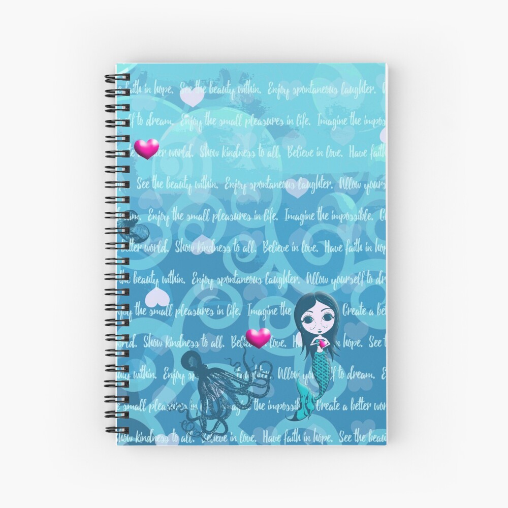 Inspired by You - Teal Mermaid, 1st of 4 Spiral Notebook