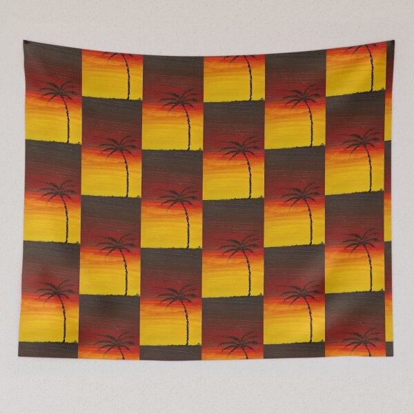 Item preview, Coconut tree and sunset designed and sold by Mirpaintforme.