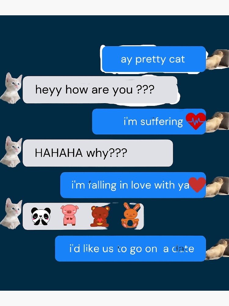 Poster « Le chat amoureux demande à son béguin d'aller à un rendezvous