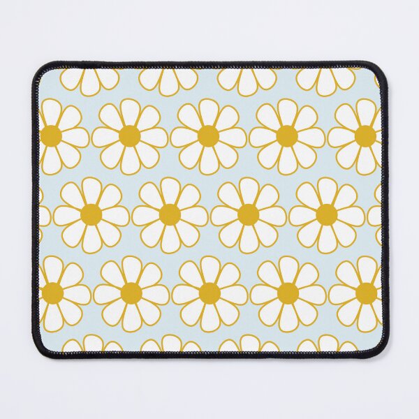 Item preview, Cheerful Retro Daisy Pattern in Mustard and Pale Ice Blue designed and sold by kierkegaard.