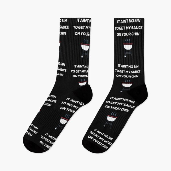 Item preview, It Aint No Sin To Get My Sauce On Your Chin Funny BBQ Quote For Barbecue And Food Lovers designed and sold by 5StarBBQDesign.