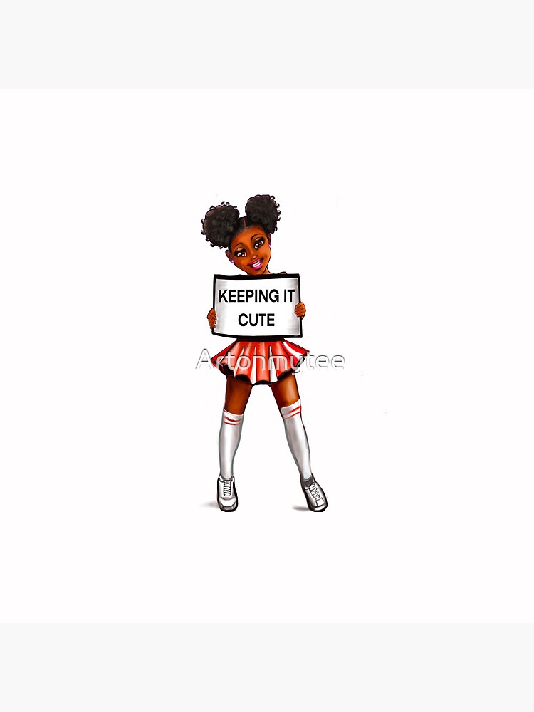 Black Anime Girl Cheerleader 002 With Afro Hair In Puffs Dimples Brown Eyes And Dark Brown
