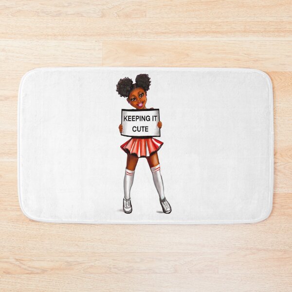 Item preview, black anime girl cheerleader #002 with Afro hair in puffs, dimples, brown eyes and dark brown skin side profile. Hair love ! designed and sold by Artonmytee.