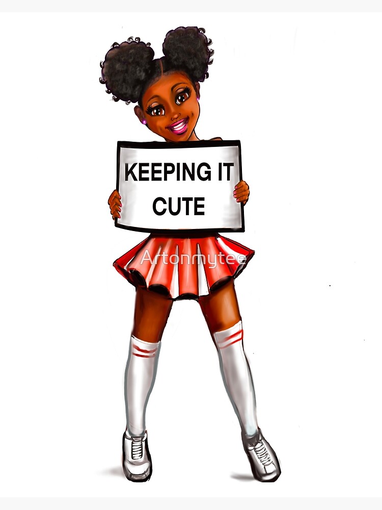 black anime girl cheerleader #002 with Afro hair in puffs, dimples, brown  eyes and dark brown skin side profile. Hair love ! Art Board Print for  Sale by Artonmytee