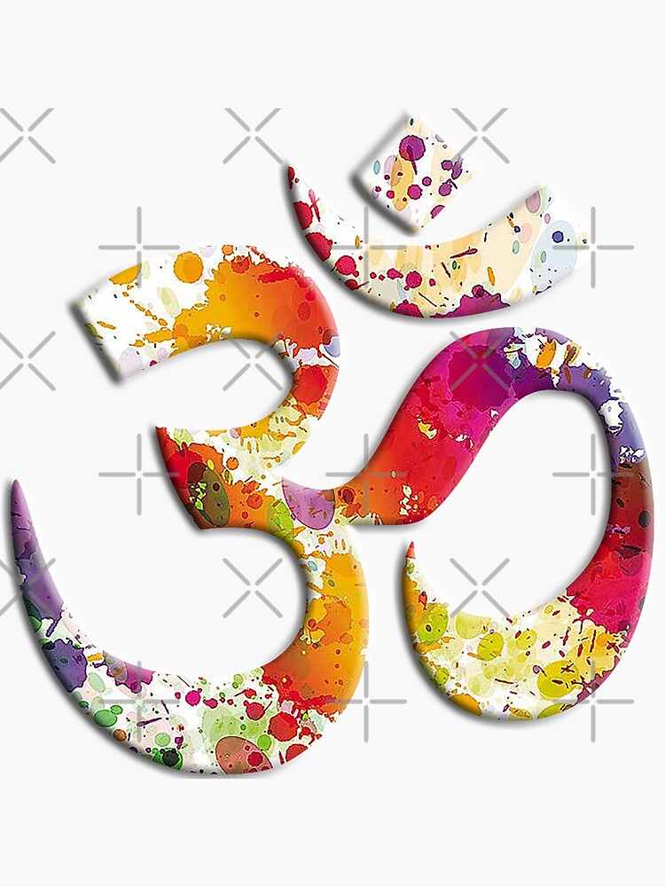  Om (Aum) Decal 4 Pack: Meditation Om, Om Symbol Flower