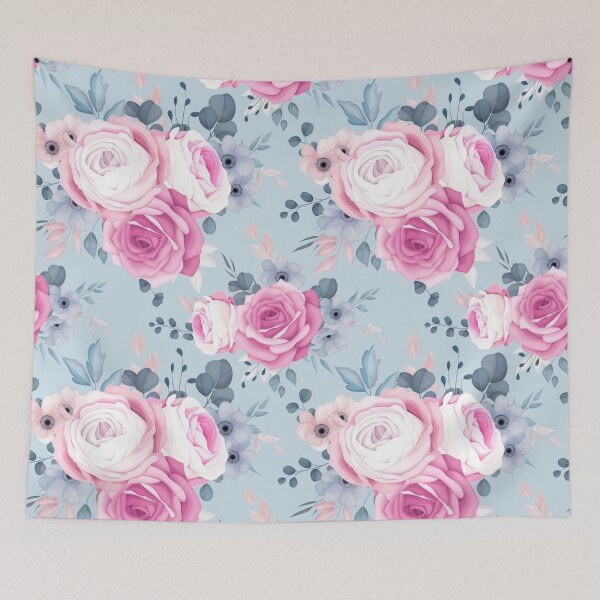 Item preview, Romántica rosa y azul marino floral sin fisuras | Patrón designed and sold by OneClothesCo.
