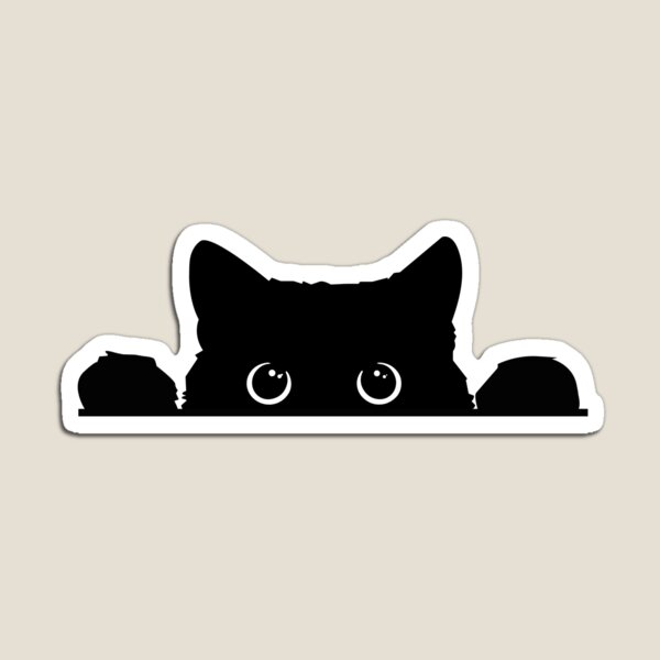 Peeking Cat Sticker ,Peeping Cat Sticker Gift, Black Cat Laptop Sticker ,Crazy Cat Lady Gift, Cat Lover Gift Magnet