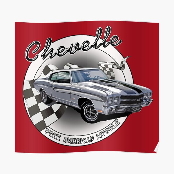 1970 Chevy Chevelle SS Cortez Silver on Cranberry Red  Poster