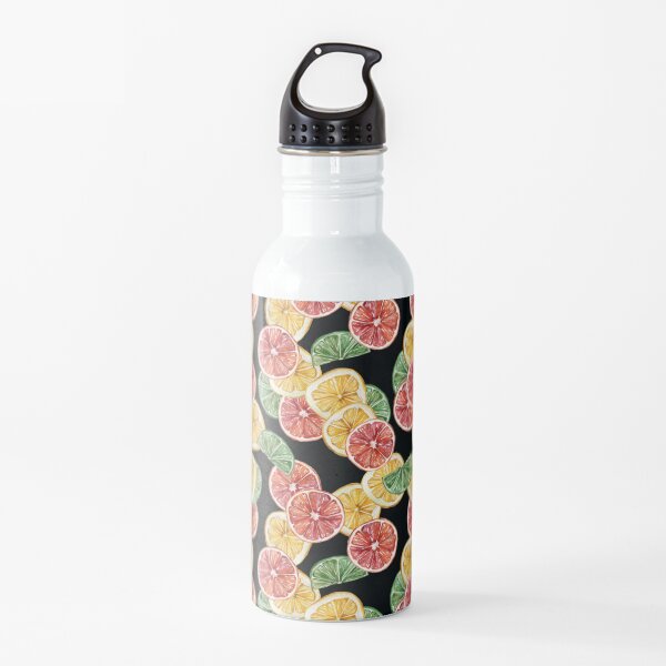 Watercolor lemon print summer illustration Water Bottle