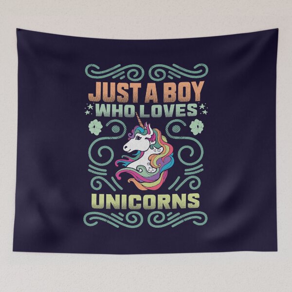 Item preview, Just a boy who loves unicorns - funny quote designed and sold by VichallanStudio.