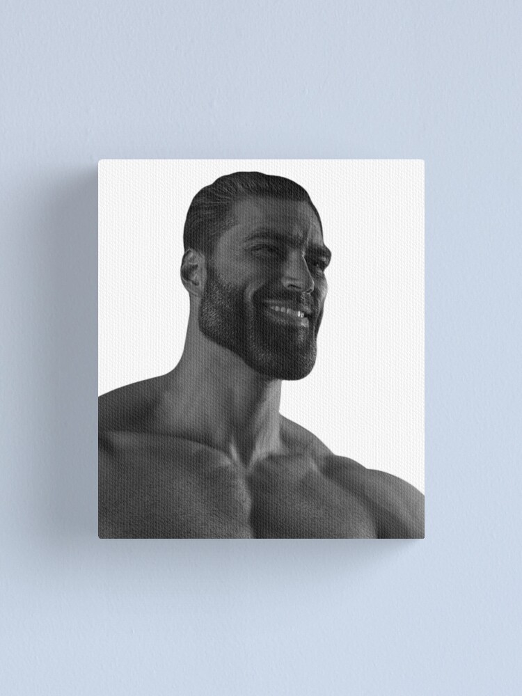 "Gigachad Meme Smiling Face" Canvas Print For Sale By Kunlesart | Redbubble