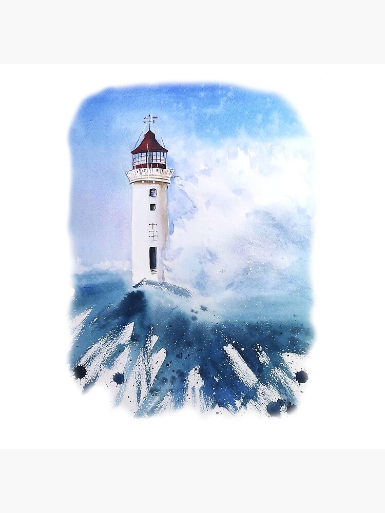 Phare du cap Sizun peinture aquarelle originale, décoration