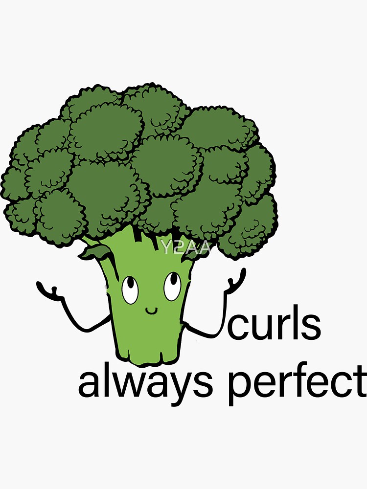 "broccoli has curly hair " Sticker for Sale by Y2AA Redbubble