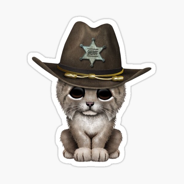 Cute Baby Lynx Cub Sheriff Sticker