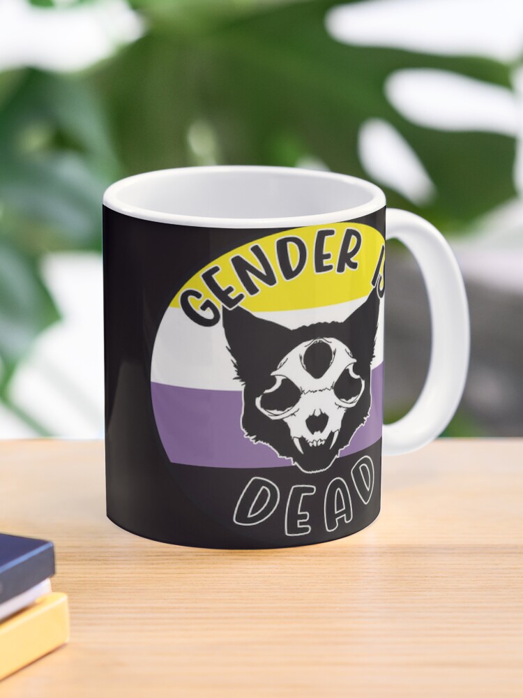 Kawaii Goth Cat on Skull Bisexual Pride Aesthetic Mug