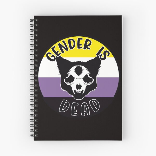 Item preview, Gender is Dead! Non-Binary Cat Skull Pride (Black) designed and sold by Liminal Odds & Ends.