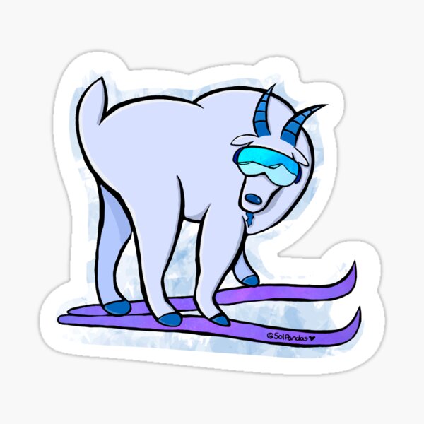 Mountain Goat Skiing Sticker