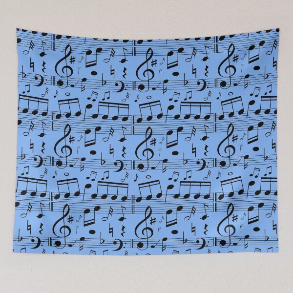 Item preview, Repeat Pattern | Blue Sheet music notes designed and sold by TMBTM.