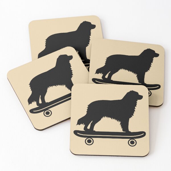 Item preview, australian shepherd dog silhouette on skateboard designed and sold by alaechamlal.