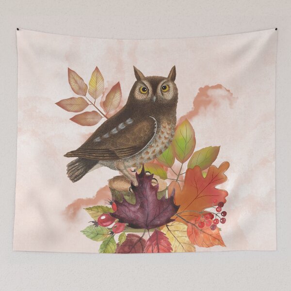Item preview, Autumn Owl Portrait designed and sold by HappyLifeCreate.
