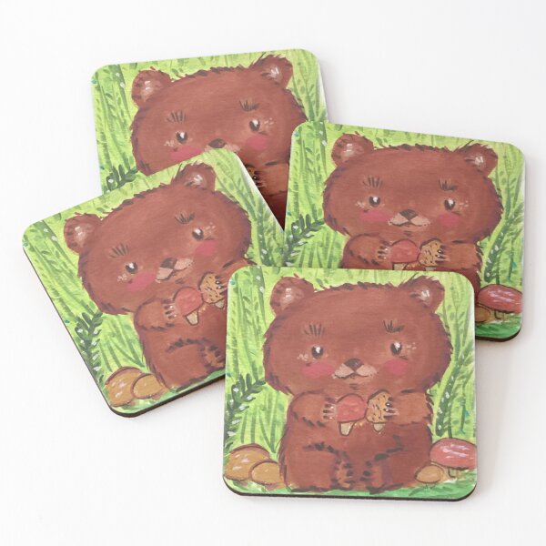Item preview, Little bear in the forest with mushrooms  designed and sold by Edgot Emily Dimov-Gottshall.