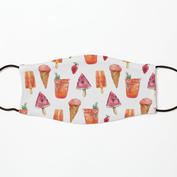 Watercolor ice cream print summer illustration Kids Mask