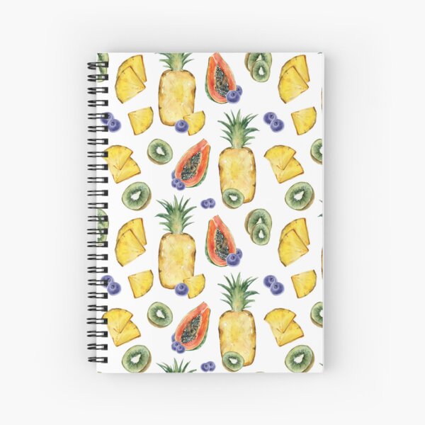 Watercolor pineapple and papaya print summer illustration Spiral Notebook
