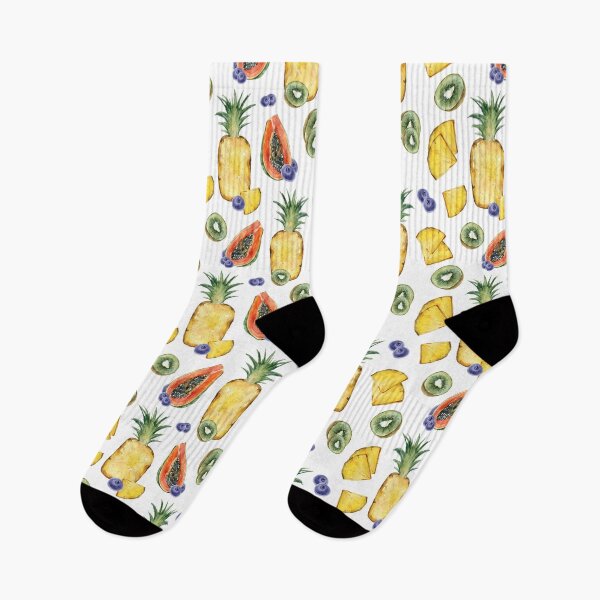 Item preview, Watercolor pineapple and papaya print summer illustration designed and sold by tiana-geo.