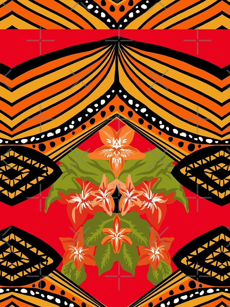 Butterfly wings and flowers on red by Brewtifully