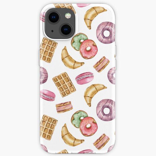 Watercolor donuts print summer illustration iPhone Soft Case