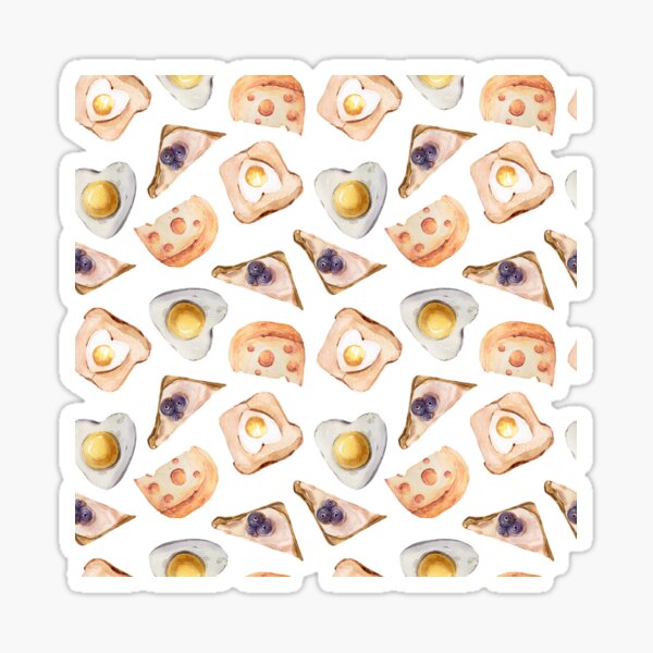 Watercolor scrambled eggs, sandwich print summer illustration Sticker