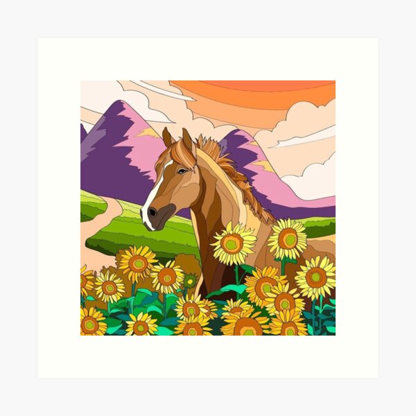  horse with Sunflower ||Artwork  Art Print