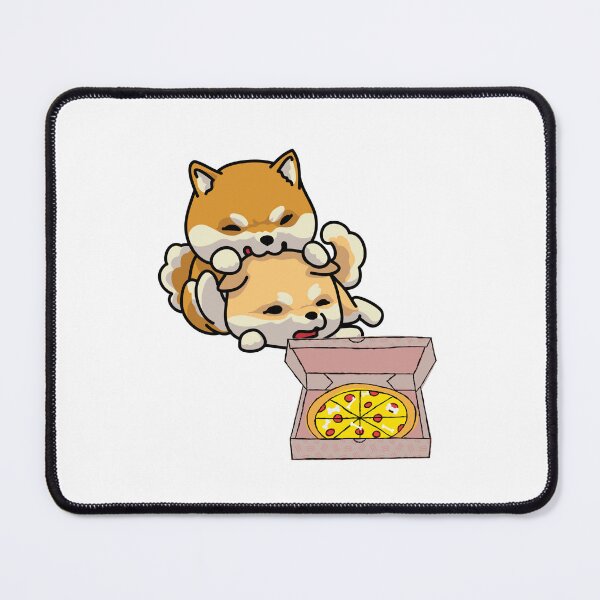 Item preview, Dogs are fighting over pizza, dog eating a pizza, shiba inu designed and sold by T-Look.
