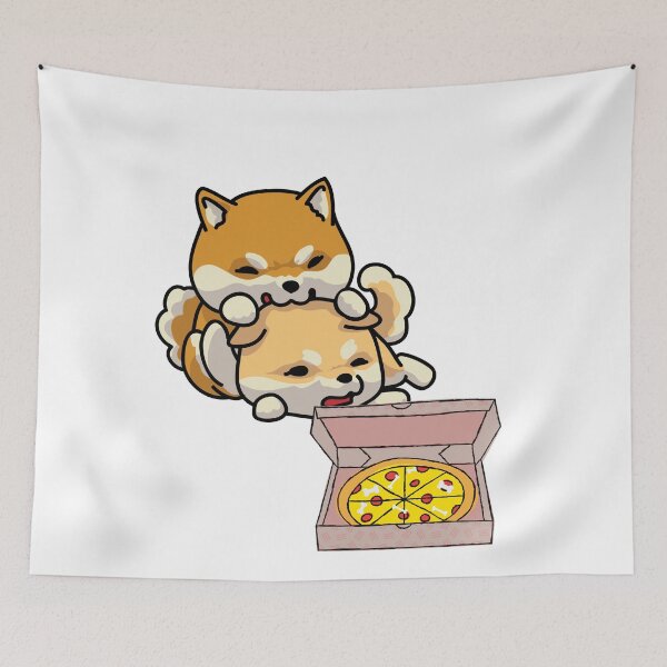 Item preview, Dogs are fighting over pizza, dog eating a pizza, shiba inu  designed and sold by T-Look.