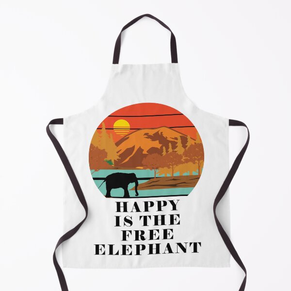 Item preview, Happy is The Free Elephant in the Sanctuary forest with Sunset Mountains and Trees designed and sold by QuanJewelry.