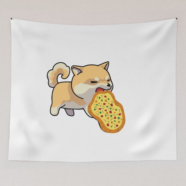 Item preview, Dog eating a pizza, shiba inu eating a pizza designed and sold by T-Look.