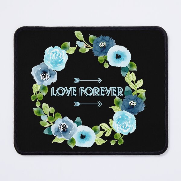 Item preview, Love Forever Blue Flower Wreath Art on Black - Garden Design designed and sold by CreativNode.