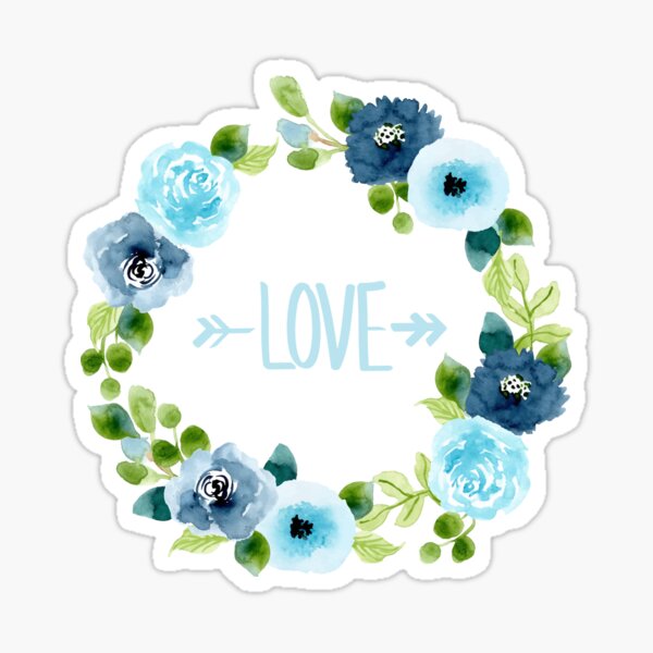 Item preview, Love Arrow Blue Flower Wreath Art on Black - Love Design designed and sold by CreativNode.