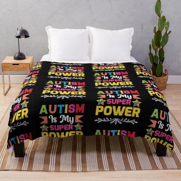 Aperçu de l'œuvre Autism Is My Super Power Autistic support Be Positive Aspire To Inspire Happy Life Apparel Essential Motivation Inspiration Joy Mood créée et vendue par DesignByHeartUK.