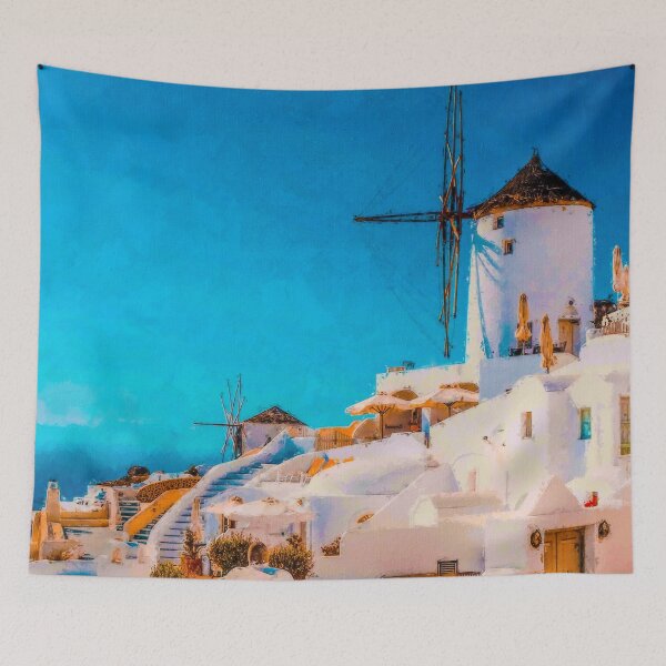 Item preview, Santorini Oia Greece, Oia Santorini Aesthetic, Blue And White Oia Santorini Architecture, Village Oia Santorini Greece designed and sold by Trendymotion.