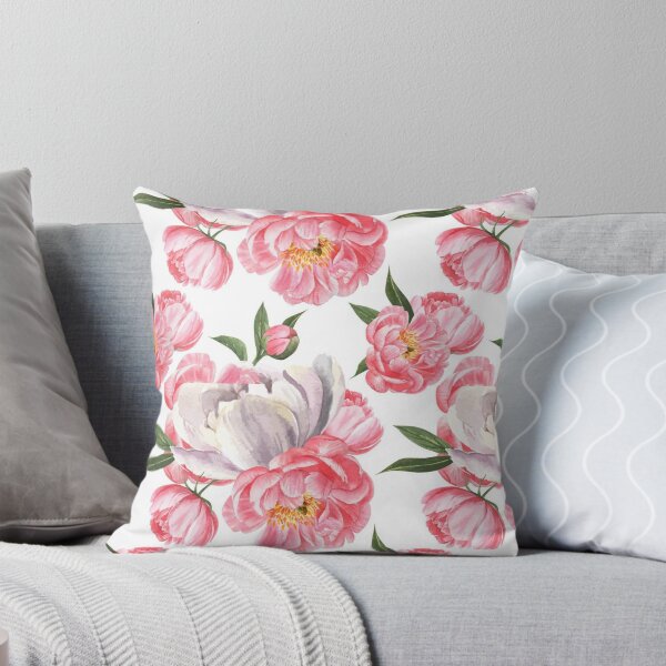 Aperçu de l'œuvre Fleurs de pivoine aquarelle sans couture florale botanique aquarelle | Motif créée et vendue par OneClothesCo.