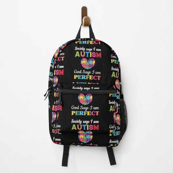 Artikelvorschau, Society Says I am Autism God Says I am Perfect Autistic support Be Positive Aspire To Inspire Happy Life Apparel Essential Motivation Inspiration Joy Mood entworfen und verkauft von DesignByHeartUK.