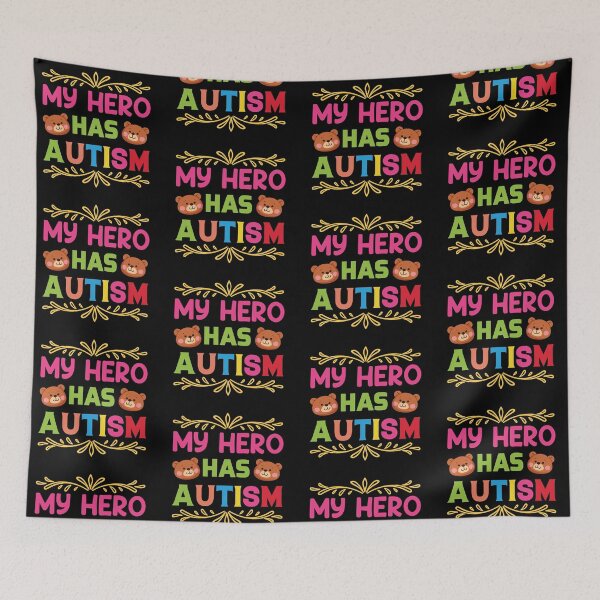 Item preview, My Hero Has Autism Autism Autistic support Be Positive Aspire To Inspire Happy Life Apparel Essential Motivation Inspiration Joy Mood designed and sold by DesignByHeartUK.